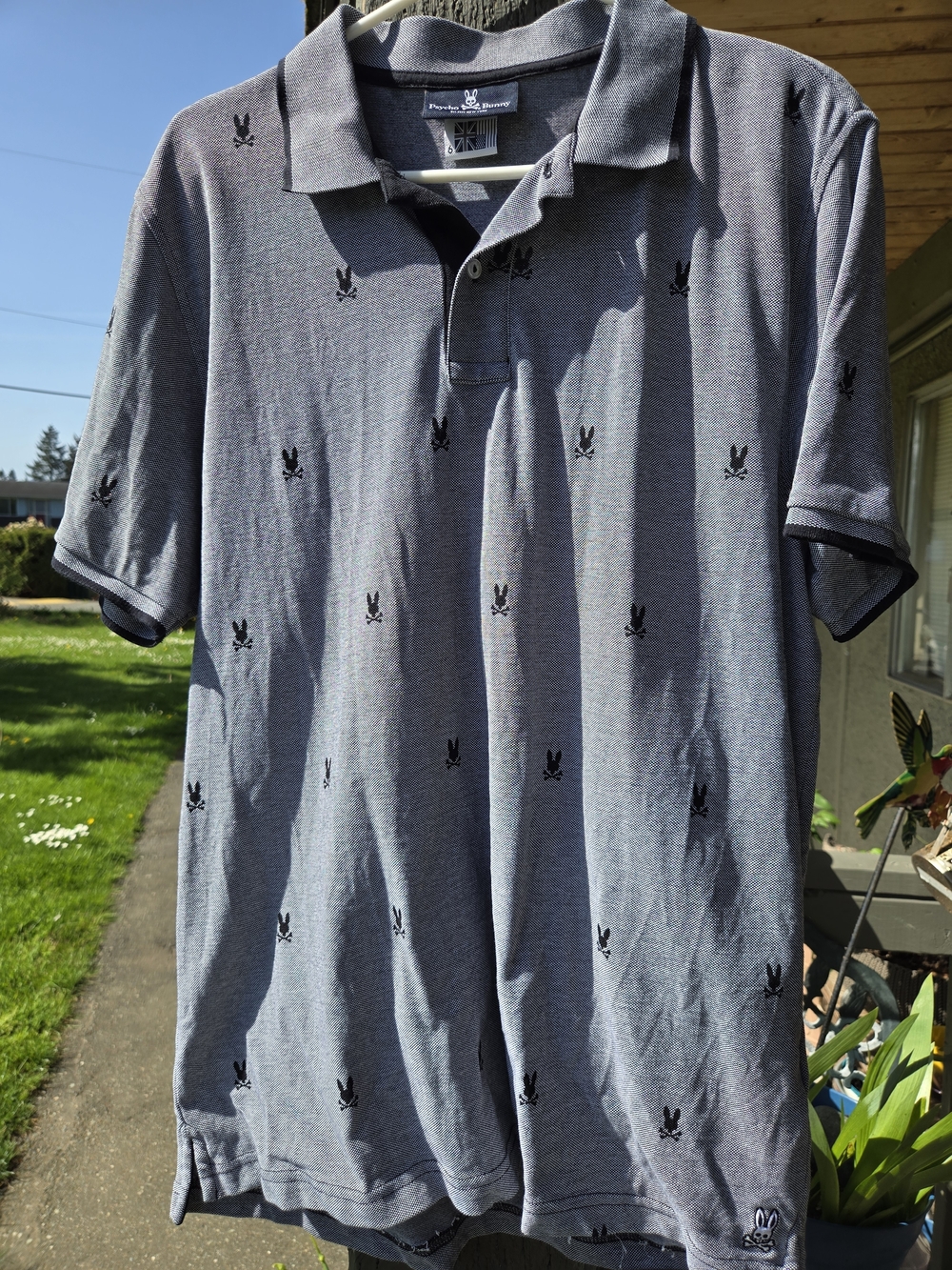 Psycho Bunny Men's Grey Polo Shirt with Embroidered Logo